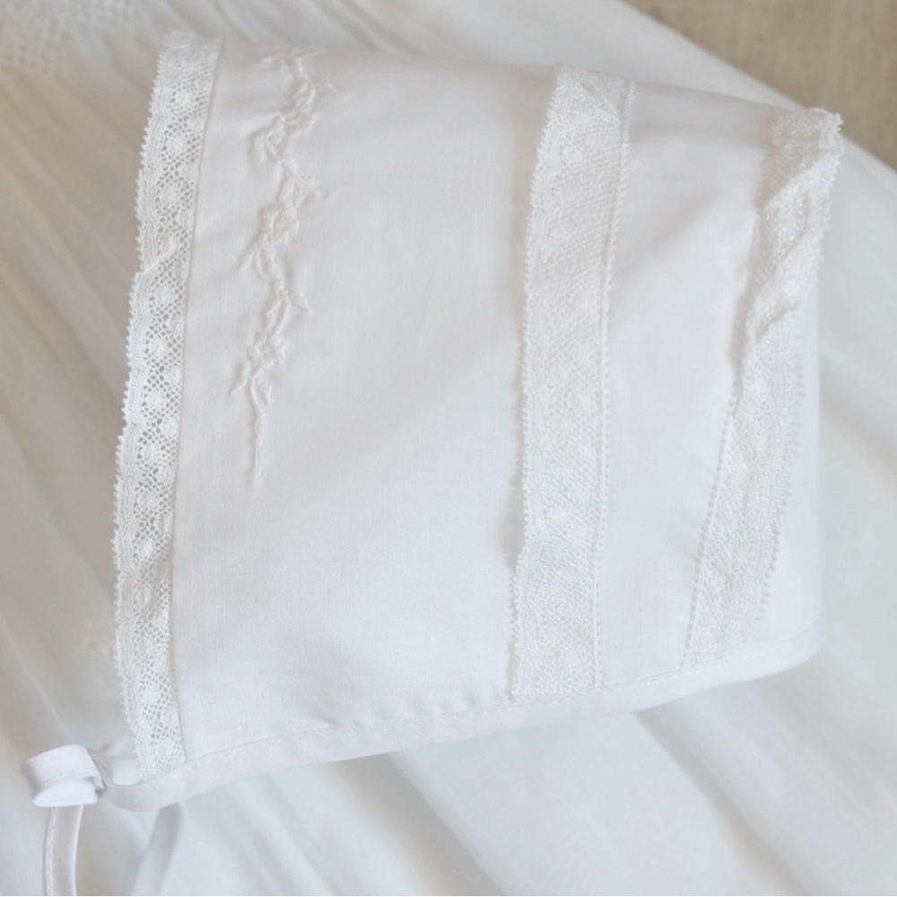 For Bundles Only- White Heirloom Girls Special Occasion Bonnet Feltman Brothers